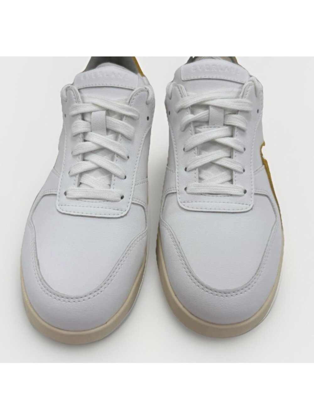 Everlane ReLeather® Court Sneaker size 6 Women's Lace-up Shoes White/Mustard - Picture 3 of 9